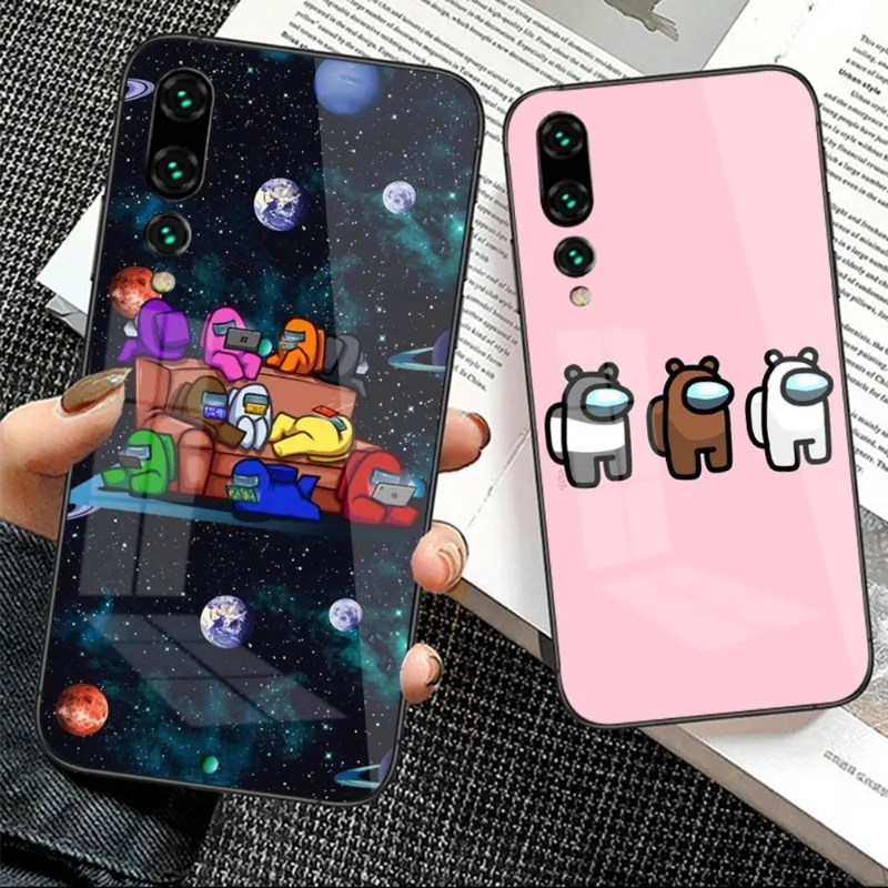 

Falling In Space Cute Astronauts For Huawei P50 P40 P30 P20 Pro Mate 40 30 20 Pro Nova 9 8 7 PC Glass Phone Case Cover