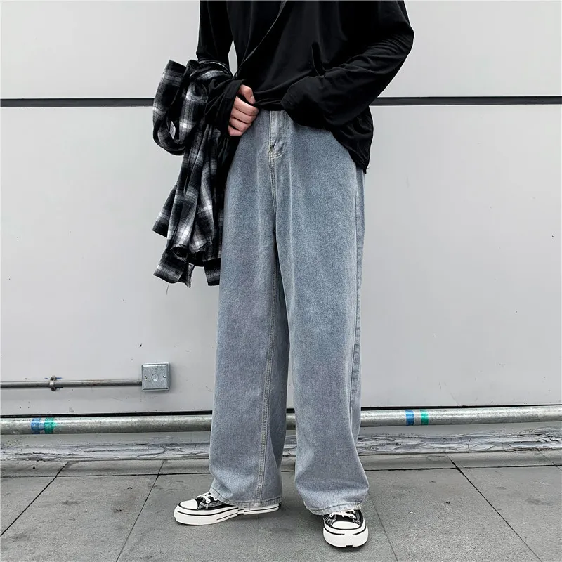 

ZCSMLL Spring Vintage denim pants men's Korean version straight tube loose young people's versatile wide leg casual pants