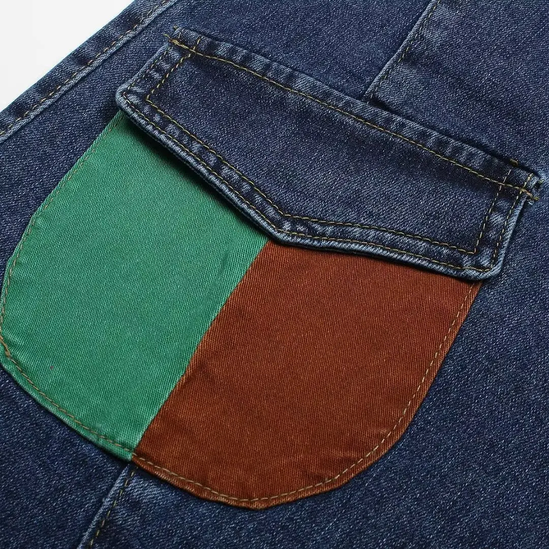 KoHuiJoo  XL-5XL Patch Designs Jeans Woman 2022 Pocket High Waisted Haren Loose Thin Casual Elastic Waist Radish Daddy Pants