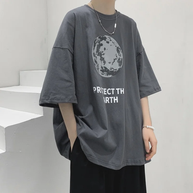 

Мужской Топ, Новинка лета 2022, футболка с коротким рукавом, мужской трендовый свободный универсальный топ, одежда, красивая Повседневная фут...