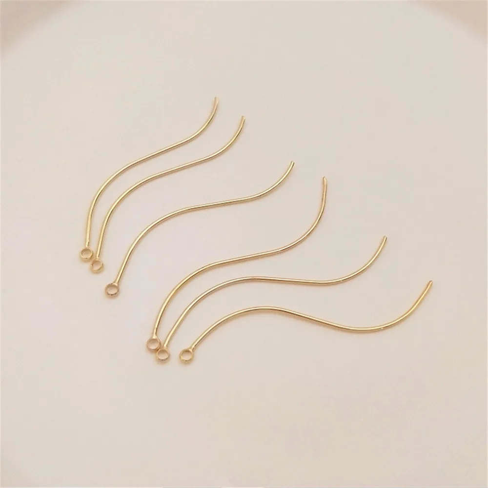 

14K Gold Filled Plated Smooth S shape with lifting ring nine needle single ring pendant ear line hanging rod DIY accessories