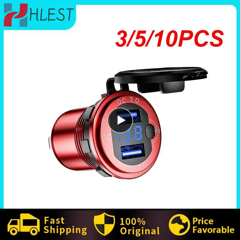 

3/5/10PCS Usb Fast Charging Car Charger Easy To Use Led Usb Car Charger Quick Charge 3.0 Charger Save Energy Led Voltage Display