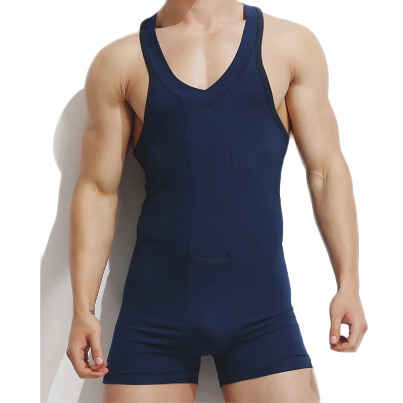 Mens Underwear Undershirts Vest Male Cotton Sexy Pajamas Panties Sexy Mens Cotton Fitting Bodysuit