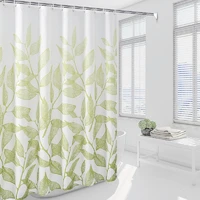 modern minimalist home shower curtain leaf pattern shower curtain bathroom waterproof thickened polyester fabric with 12 hooks