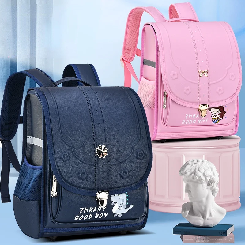 Primary Sweet Girl Boy Bow PU Fashion Large Capacity Backpacks for Students New Children Cartoon Dinosaur Mermaid Schoolbags