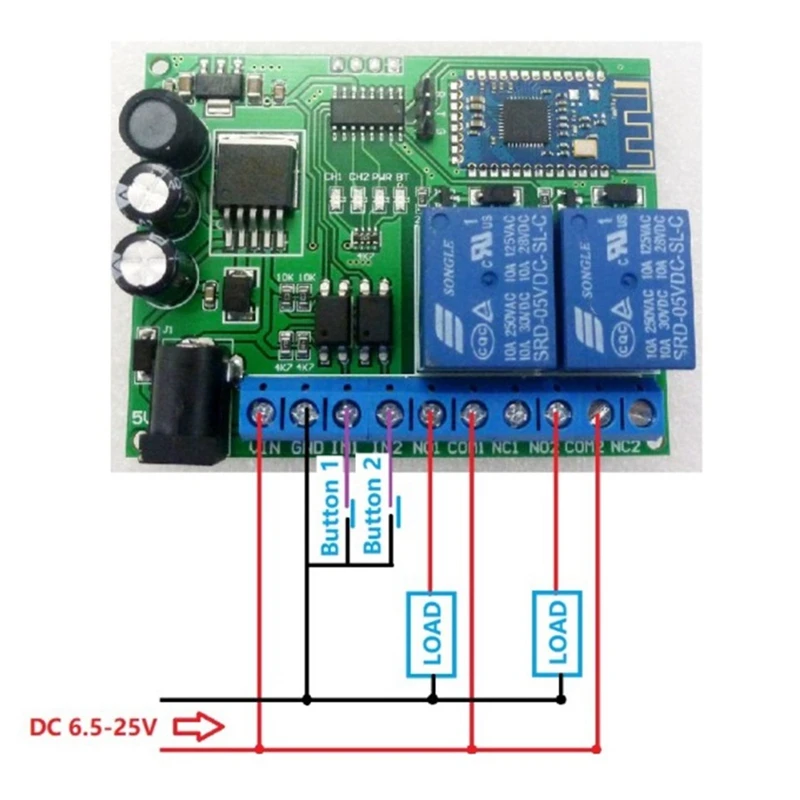 2-канальное реле для IOS Android Bluetooth 2 4G RF беспроводной пульт дистанционного