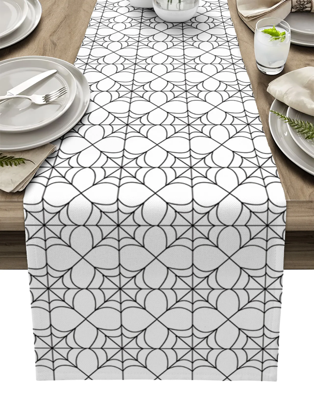 

Home Decor Table Runner Wedding Decoration Tablecloth Kitchen Table RunnersHalloween Web Tile White Background
