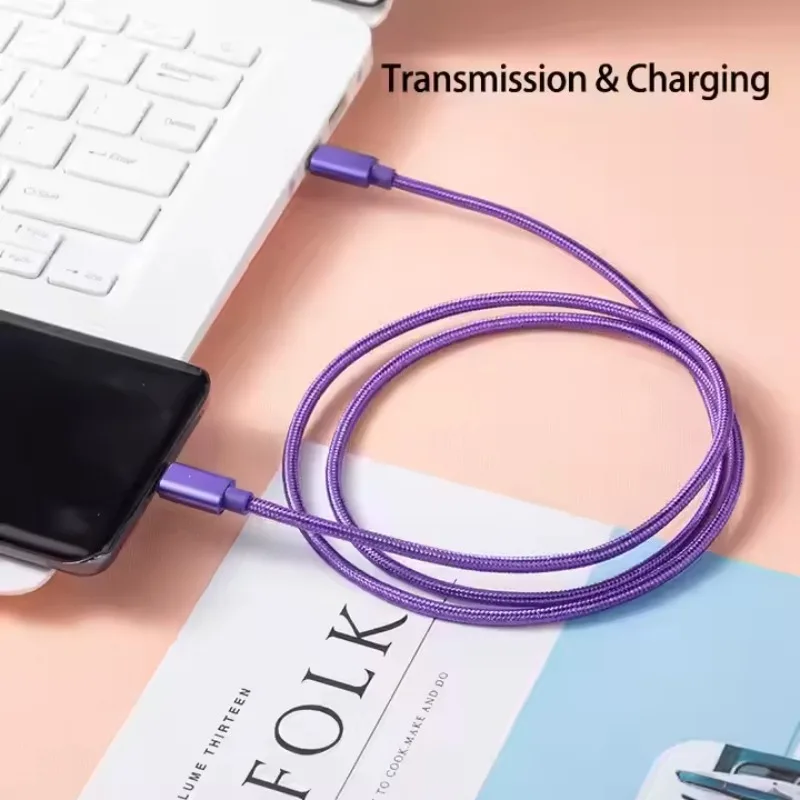 Фото 66 Вт нейлоновый плетеный кабель для быстрой зарядки USB C 1 м 2 м 3 м для Iphone 15 16 Pro Max Samsung S24 Xiaomi OPPO зарядный кабель №4