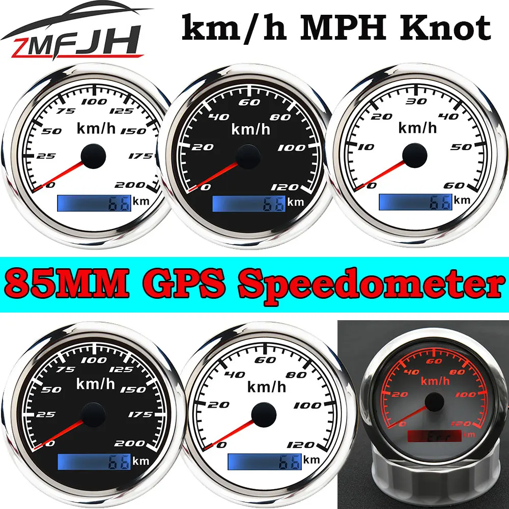

AD 85mm GPS Speedometer 60km/h120km/h 200km/h Odometer Speed Gauge With GPS Antenna For Marine Boat Car ATV Truck Red Backlight