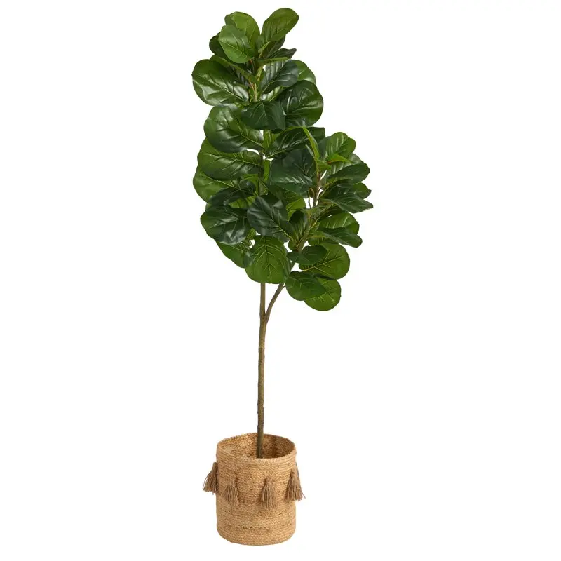 

Fiddle Leaf Fig Artificial Tree in Wood Jute Planter