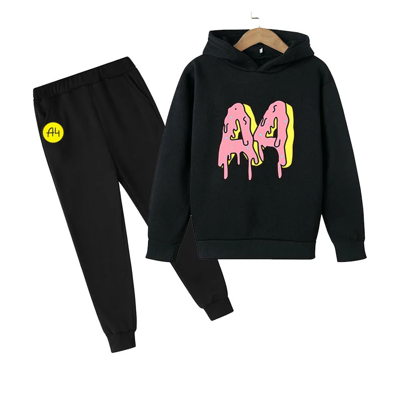 

Autumn Winter Merch A4 Child Hoodie Pants Suit Boy Girl Sweatshirt Tops Casual Quality Kids Baby Clothing Print Style Gender