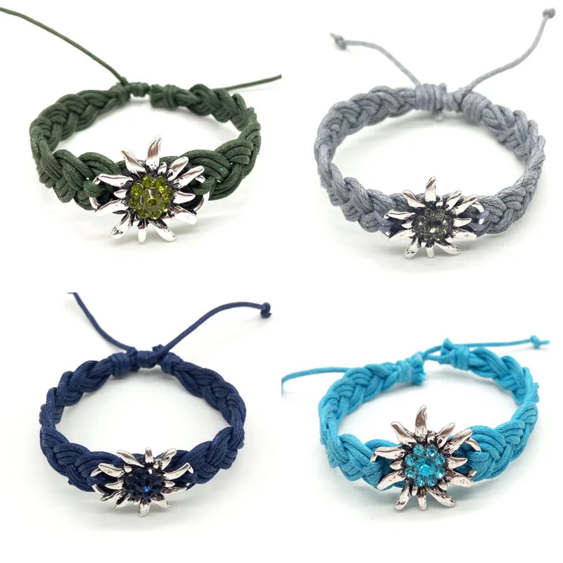 

Модные Плетеные браслеты ручной работы Edelweiss, регулируемые браслеты с цветами на удачу, разноцветные браслеты, женский браслет дружбы для вечеринки