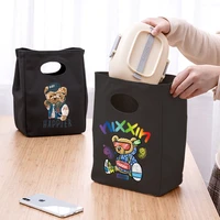 portable lunch bag insulated cooler bag thermal food picnic lunch bag bear printed for women men child durable bento pouch tote