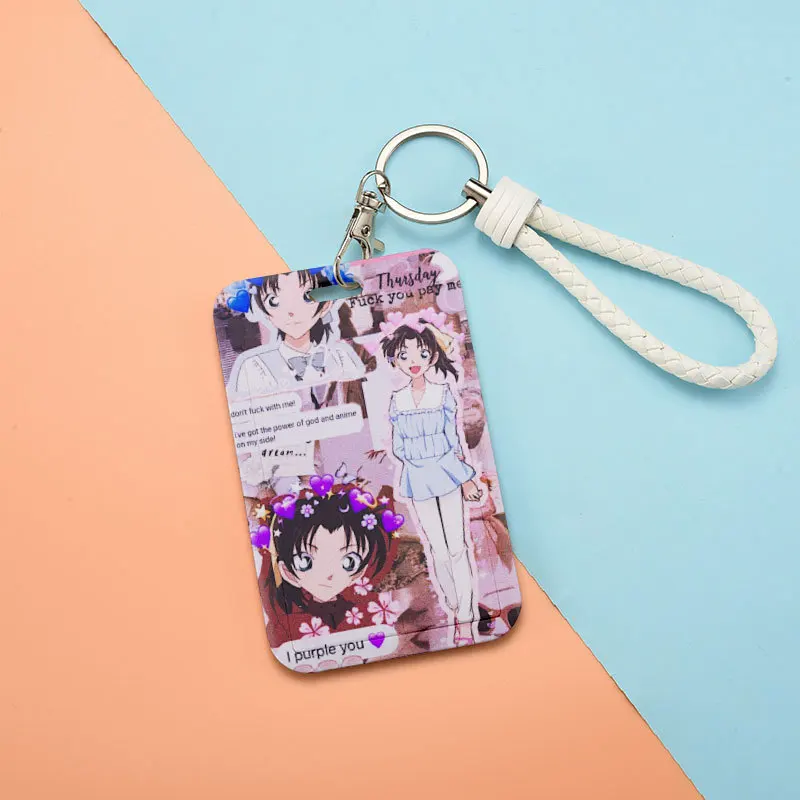 2023 New 110*70mm Japanese Anime Detective Conan Lanyard ID Card Badge Holder with Keychain Keyring Gift