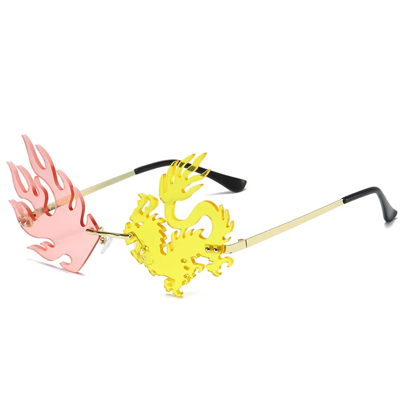 Солнцезащитные очки без оправы в стиле панк женские модные уникальные