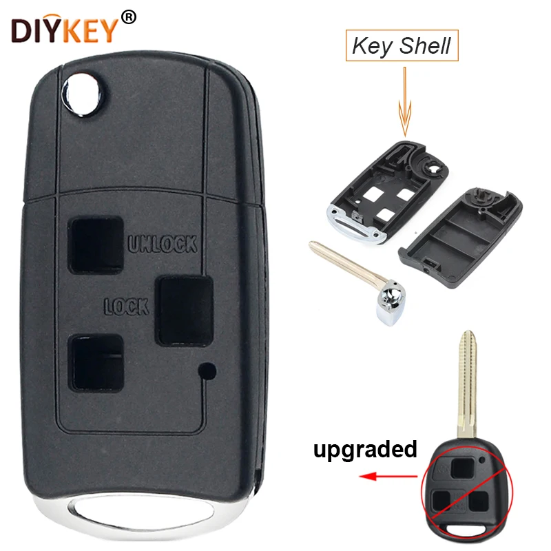 

DIYKEY TOY43 Blade 3 Buttons Remote Key Shell Case Fob Chip No for Toyota FJ Cruiser Land Cruiser 1998-2011