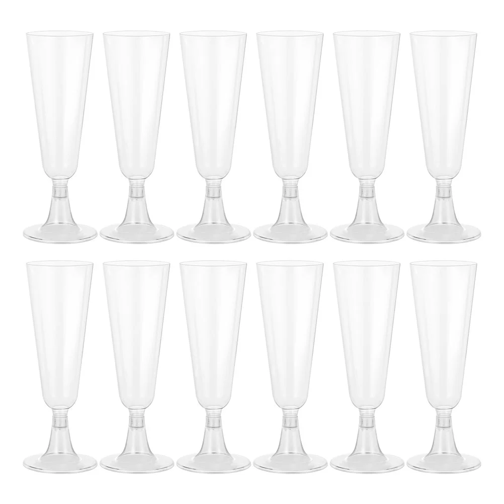

24 Pcs Disposable Champagne Glass Clear Plastic Cups Whiskey Glasses Footed Cocktail Party Banquet