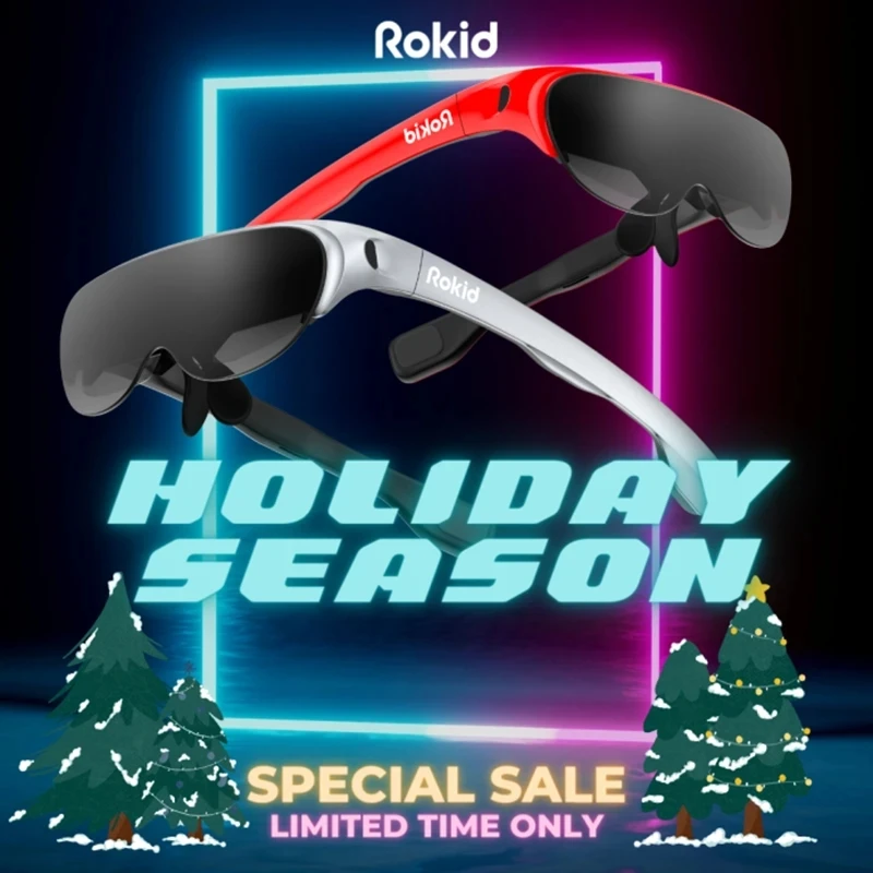 

New Rokid Air 3D AR Glasses Foldable VR Smart Glasses 120" Screen 1080P OLED Dual Display 43°FoV 55PPD Home Game Viewing Device