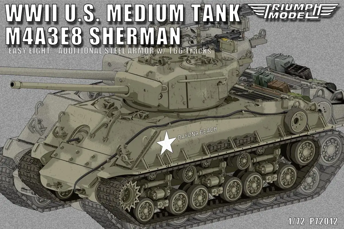 Модели СТРАУС P72012 Масштаб 1/72 Вторая мировая война США Средний танк M4A3E8 Sherman &quotEasy