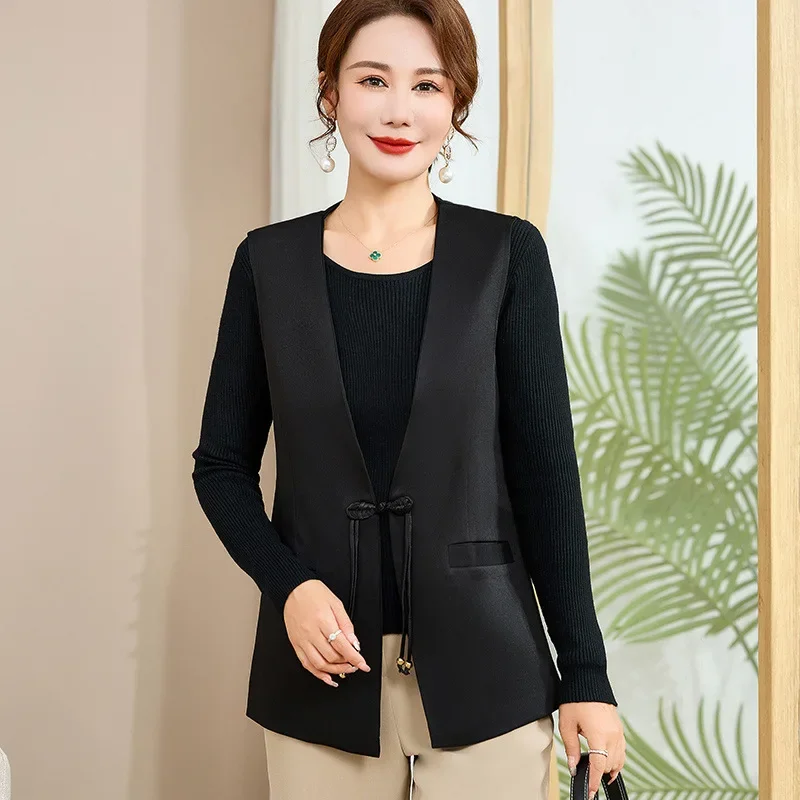 Весна-Осень новый стиль однотонный жилет с v-образным вырезом повседневная