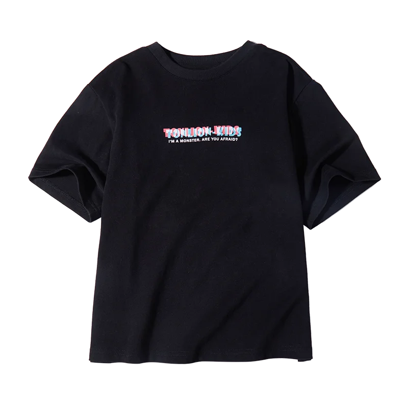 Детская футболка из хлопка с короткими рукавами и принтом |