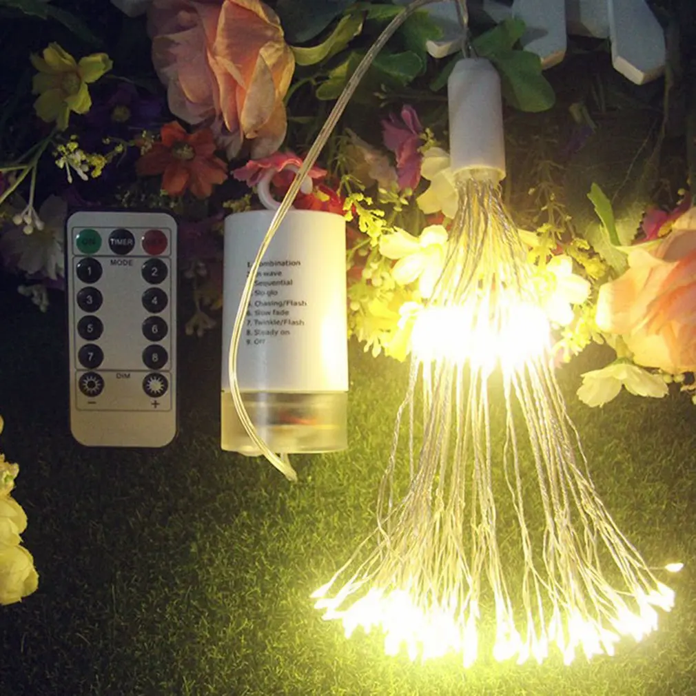 

LED String Lights Hanging Starburst Lamp DIY Firework Fairy Lights Christmas Garland Festival Decor Remote Twinkle Lights