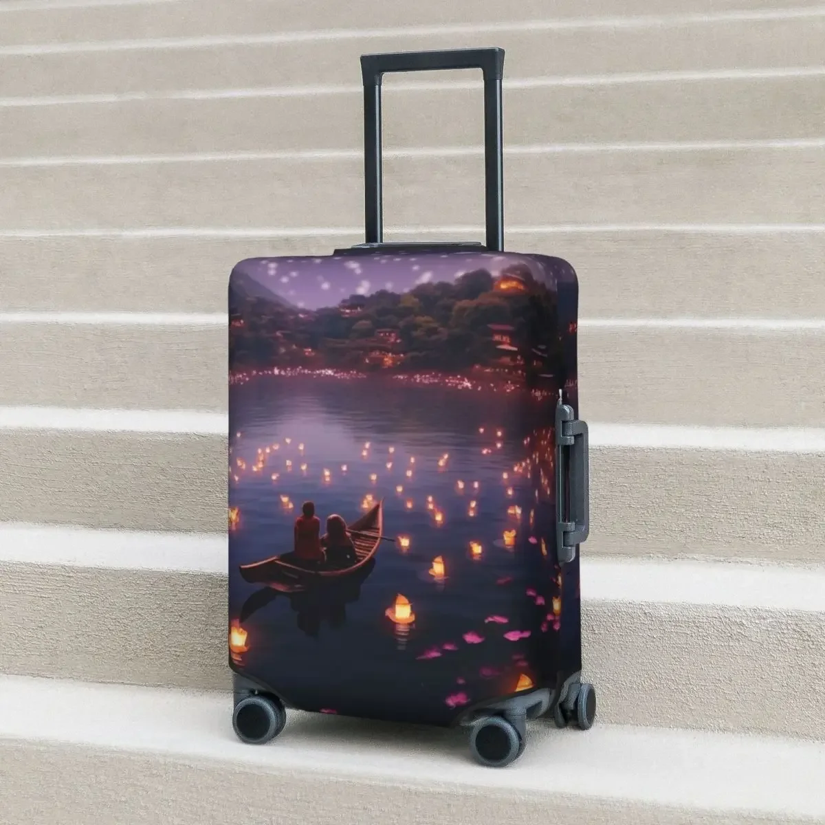 

Lanterns Print Suitcase Cover Graphic Sky Lake Travel Vacation Practical Luggage Supplies Protection