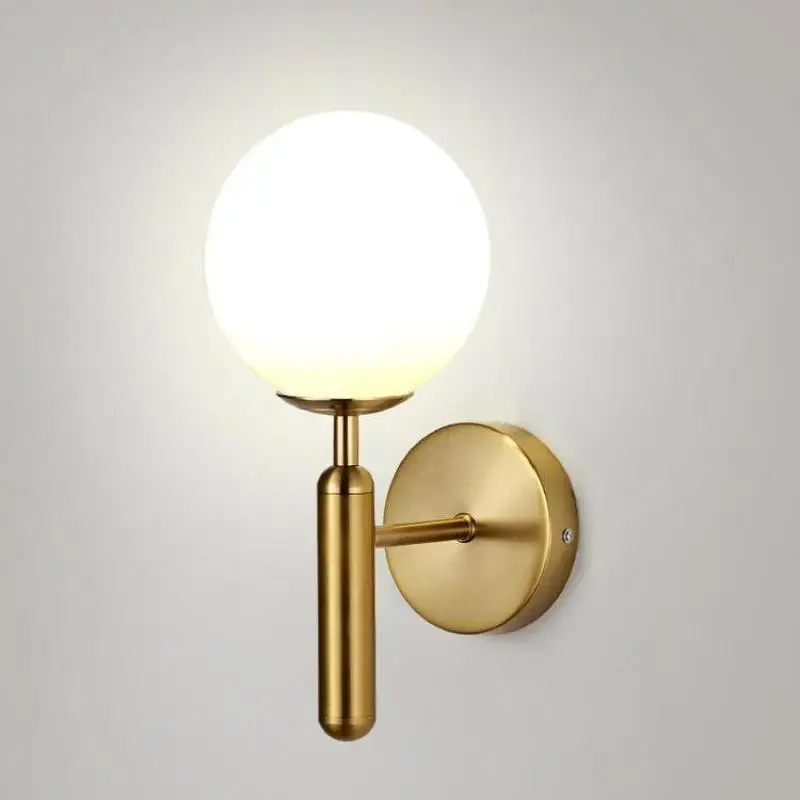 

Postmodern Style Wall Light Luxury Bedroom Bedside Light Retro Brass Glass Ball Living Room Background Wall Lamp