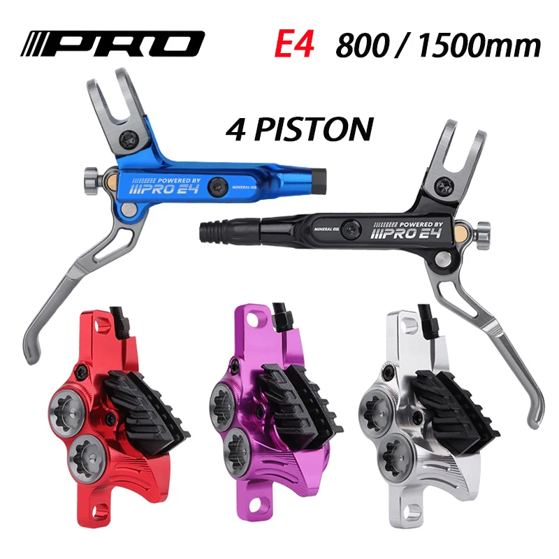 IIIPRO MTB 4 Piston Hydraulic Disc Brake E4 800/1500mm With Cooling Full Meatal Pad CNC Tech Mineral Oil For AM Enduro E-Bike