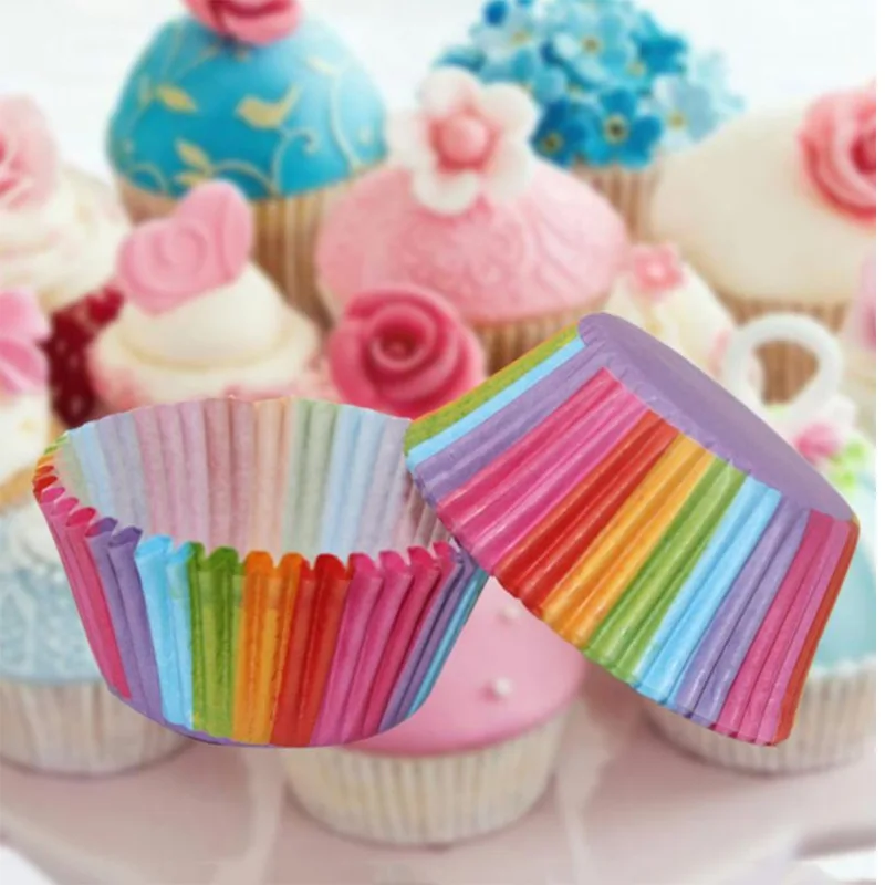 

2000 Uds. Molde para cupcakes de color arcoíris, taza para hornear, papel para pastelitos, pastel/crema, bolsa de manga, bandeja