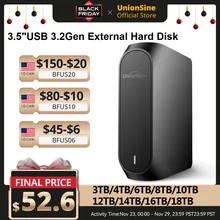 UnionSine 4TB 8TB 10TB 12TB 16TB 18TB 3.5"USB 3.2Gen External Hard Disk HDD Compatible Desktop/Laptop/Mac/Xbox/Xbox One/PS4/TV