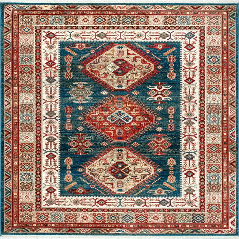 

Elegant Fringed 4' x 6' Blue Area Rug - Stylish, Modern and Luxurious Decor for Your Home.