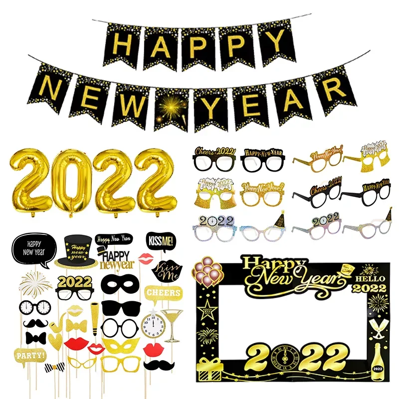 Бумажный реквизит для фотобудки с новым годом 2022 украшения дома на Рождество