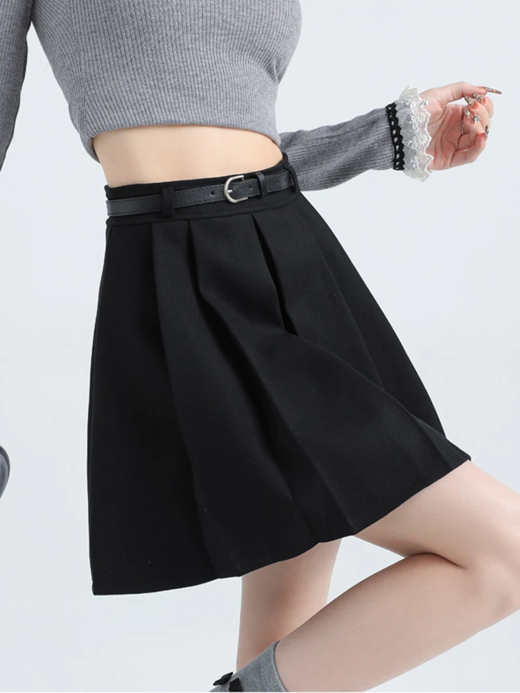 Осень-зима Kawaii мини-плиссированная юбка женская модная уличная одежда шерстяные