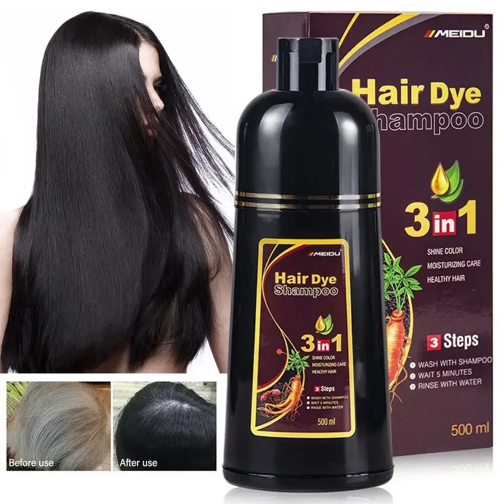 

Шампунь мгновенного окрашивания 3 в 1, натуральный черный цвет для мужчин и женщин, окрашивание волос, травяной, коричневый, шампунь для окрашивания волос 2023