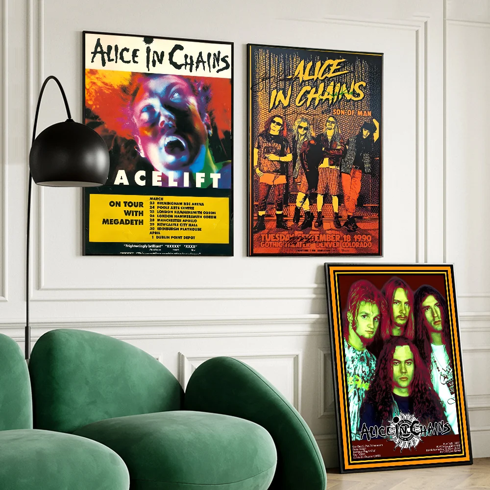 A-alice I-in C-chains Ретро Стиль Плакат Наклейки Hd Качество Клей Настенное Искусство Для