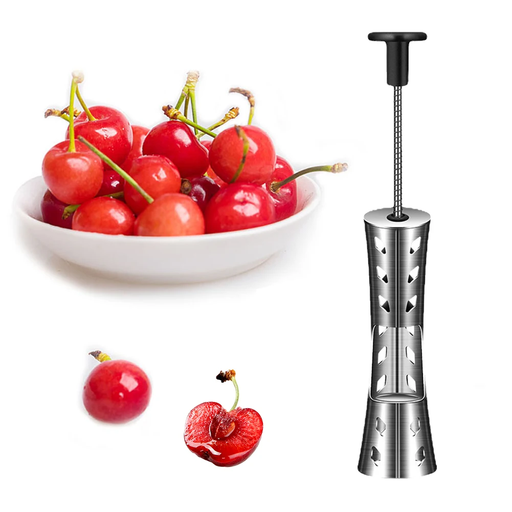 

Stainless Steel Cherry Pitter Fruit Pit Corer Cherry Pit Remover With Space-Saving Design Home Kitchen Bar Accessories Tools