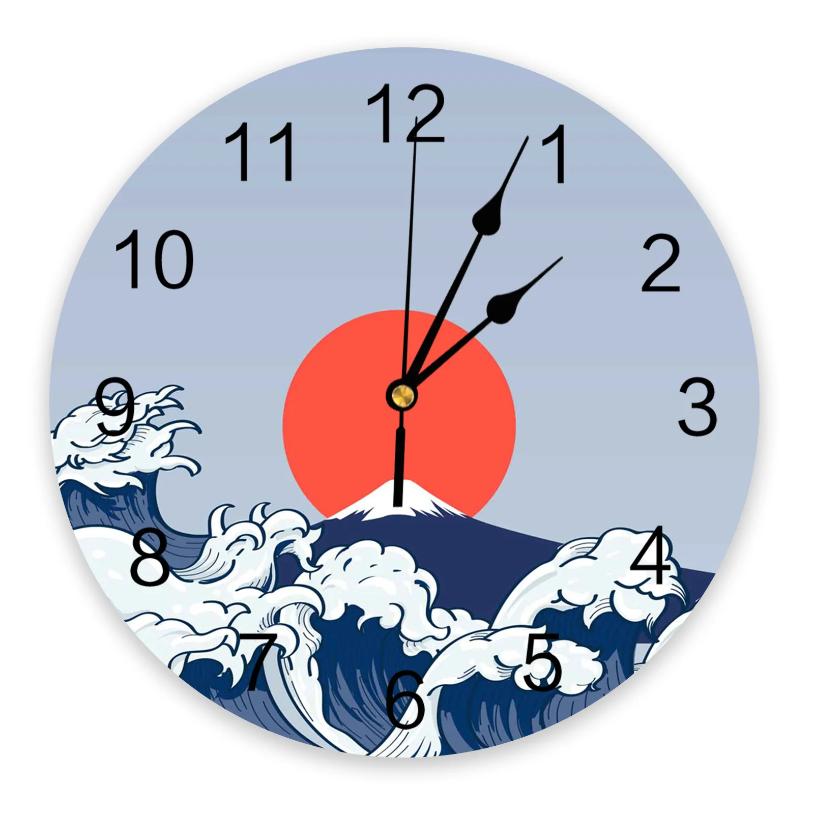 Красные солнечные волны Ретро Zephyr цифровые настенные часы украшение для дома и