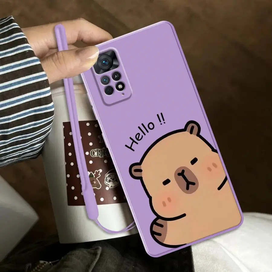 Фото Чехол для телефона с капибарой для Xiaomi Redmi Note 15 Pro Plus, Note 14, 13, 11S, 9, 12S, 14, 12, 11, 9S, 8, 10 Lite №1