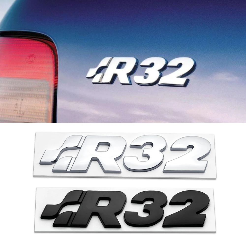 R32 Буквенный логотип 3D металлический Автомобильный задний бампер наклейка с