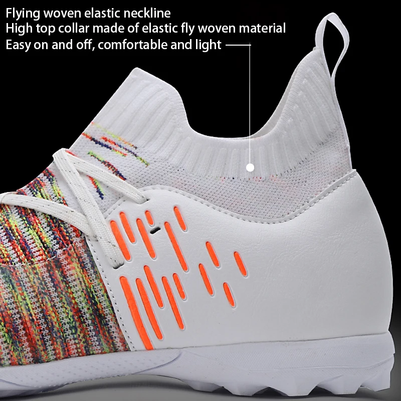 Men Soccer Shoes TF/FG High Ankle Outdoors Training Football Boots Non-slip Indoor Cleats Kids Turf Futsal Football Sneakers