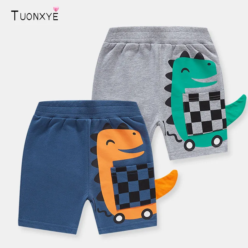 

Детские хлопковые брюки TUONXYE, Повседневные Дышащие Брюки с карманами и рисунком динозавра в стиле стрейч, детская одежда для 2-9 лет