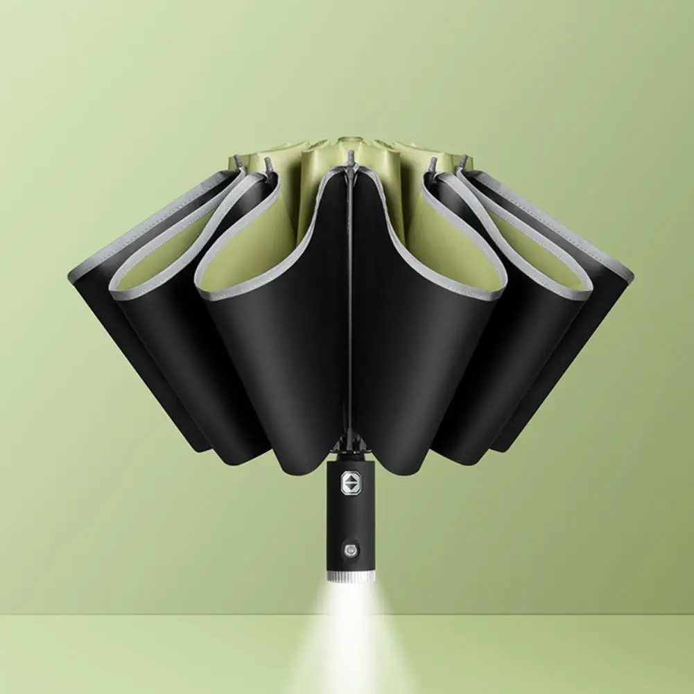 

Portable Sunny Umbrellas LED Flashlight Long Handle Outdoor Sun Rain Automatic Folding Raining Umbrellas for Gift Car Umbrella