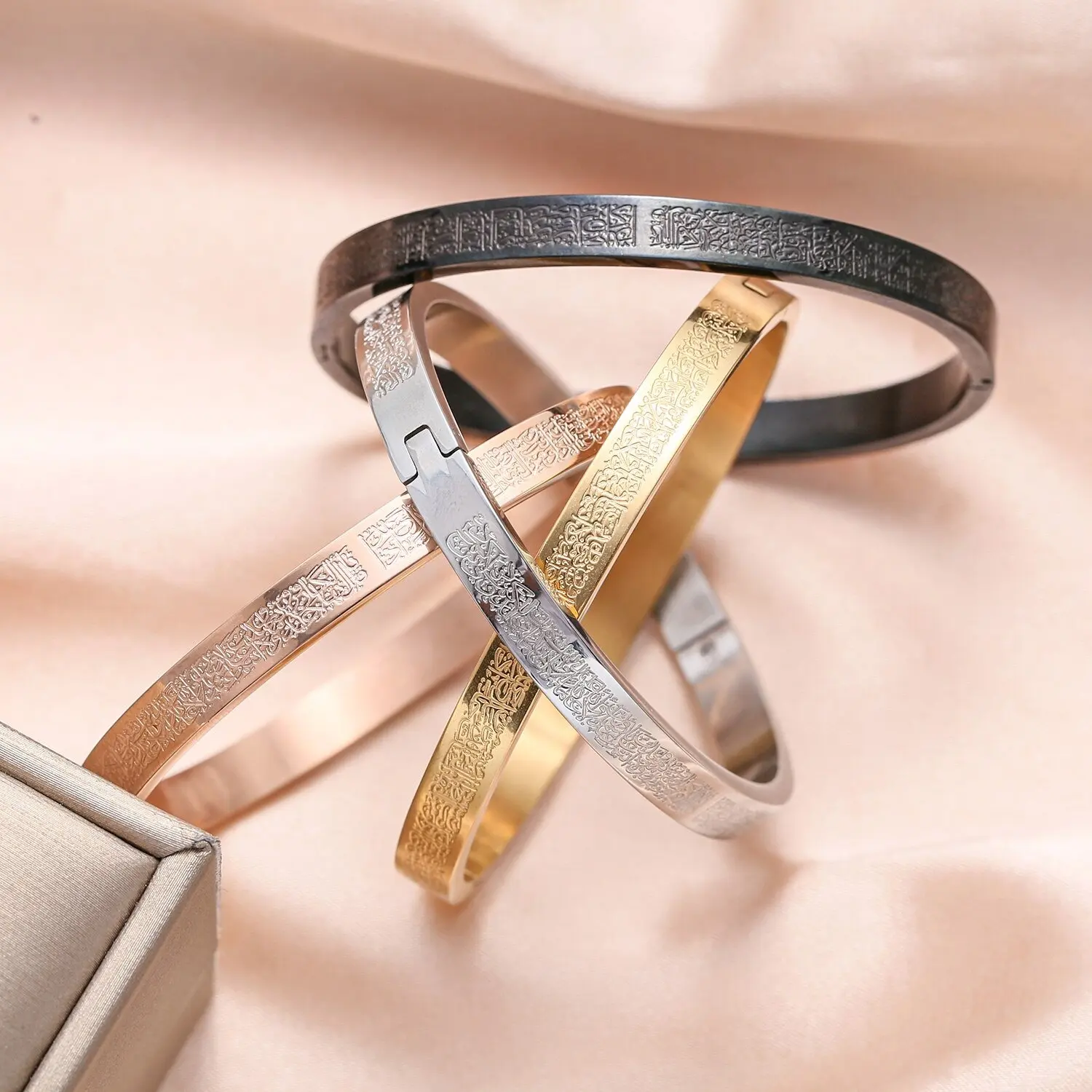 AYATUL KURSI Браслет-манжета браслет исламский мусульманский сглаза браслет из нержавеющей стали каллиграфия арабский Бог сообщения Ювелирные изделия Подарки