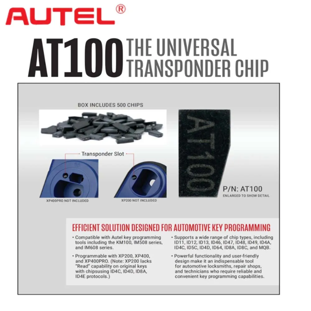 10 шт. универсальных чипов-транспондеров Autel AT100 для серий KM100, IM508 и IM608, OTOFIX IM1, IM2 (art.: 3920d4d3fe1cb) - 3920d4d3fe1cb