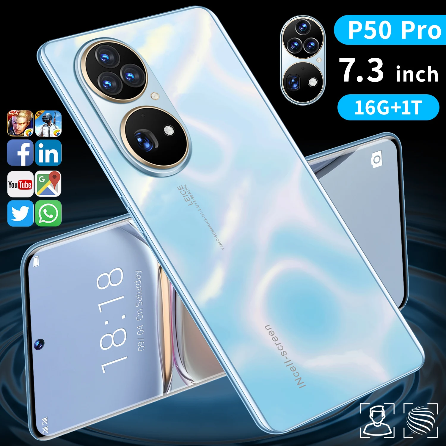 

Смартфон P50 Pro, 2022 дюйма, 16 ГБ, 1T, Android 12, 7,3 мАч, 36 Мп + 64 мп, 4G, 5G