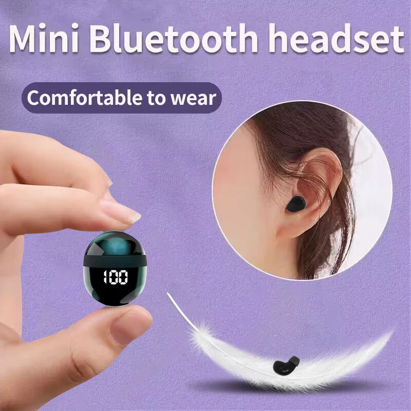 

SK super bass headphones 5.3 wireless bluetooth headset sleep work Invisible earbuds sports noise reduction earphones with mic