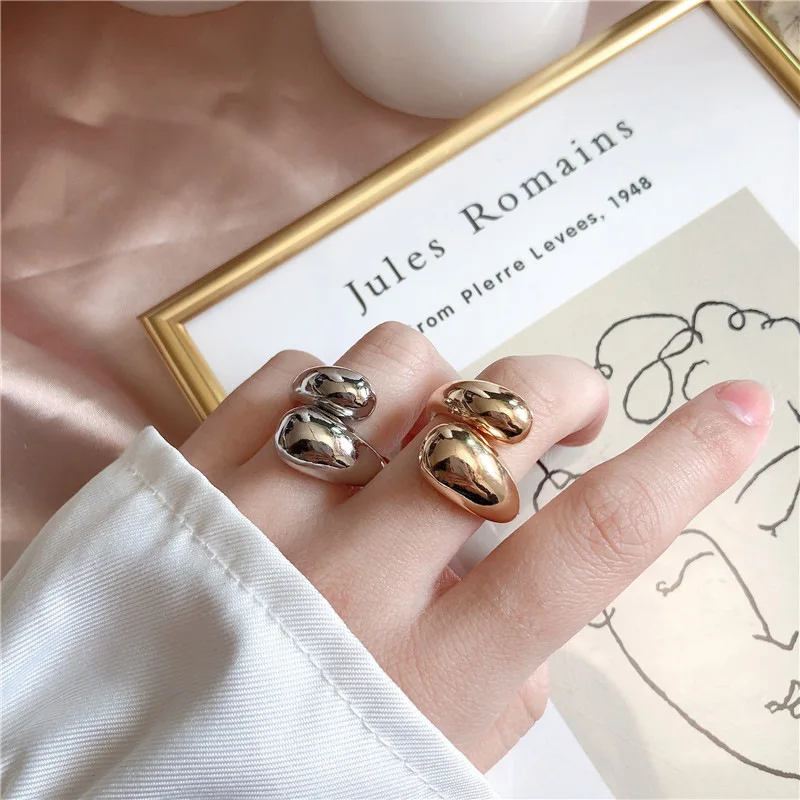 

Korean style new gold ring retro personality stainless steel opening cross winding metal index finger anillos mujer jewelry