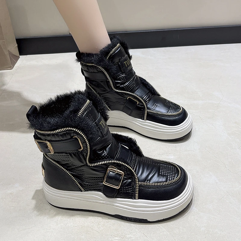 

2022 wholesal new ins hot sale fashion women's ankle boots thick-soled short winter snow boots warm shoes waterproof short boots