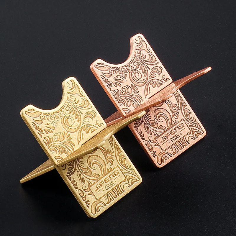 

Creative Monsoon Cigar Holder Tanggrass Pattern Metal Brass with Holster Holder Folding Shelf Cigar Holder Accessories